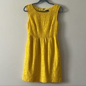 J. Crew Factory Yellow Lace Cap Sleeve Dress sz 0
